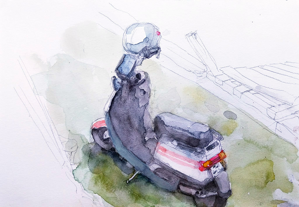 ..//IMG/jpg/aquarelles/aquarelle_286_Cevennes_Brouzet_vehicule_scooter_rouge_2025.jpg