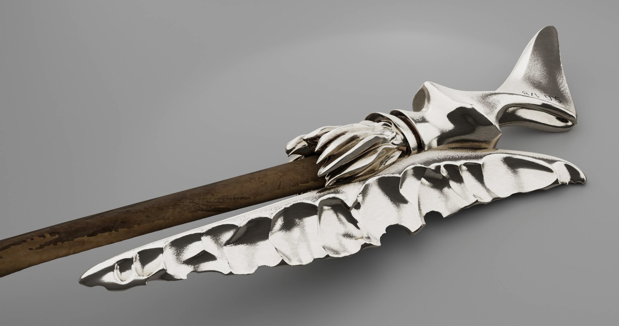 Branching is a series of sculptures that connect imaginary bone structures with different types of wood. The bones are imagined as articulations between woods of distinct variety. These sculptures propose a hybridization that summons nature to create an unnatural dialogue. Often made of metal (stainless steel), the bone evokes a prosthesis, while its shape refers to the organic development of the body’s bone structures.
